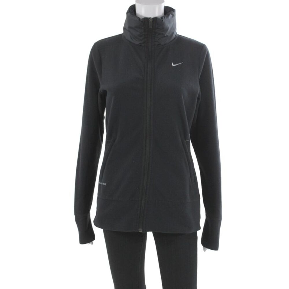 Nike Womens Track Jacket Black Polyester Zip Size S